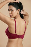 Zivame Jacquard Double Layered Non Wired 3/4th Coverage Tshirt Bra - Red Plum — thumbnail 5